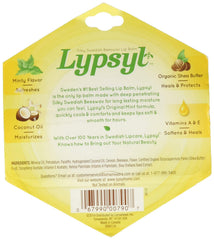 Lypsyl Original Mint lip balm application showcases quick, one-hand use for on-the-go lips.