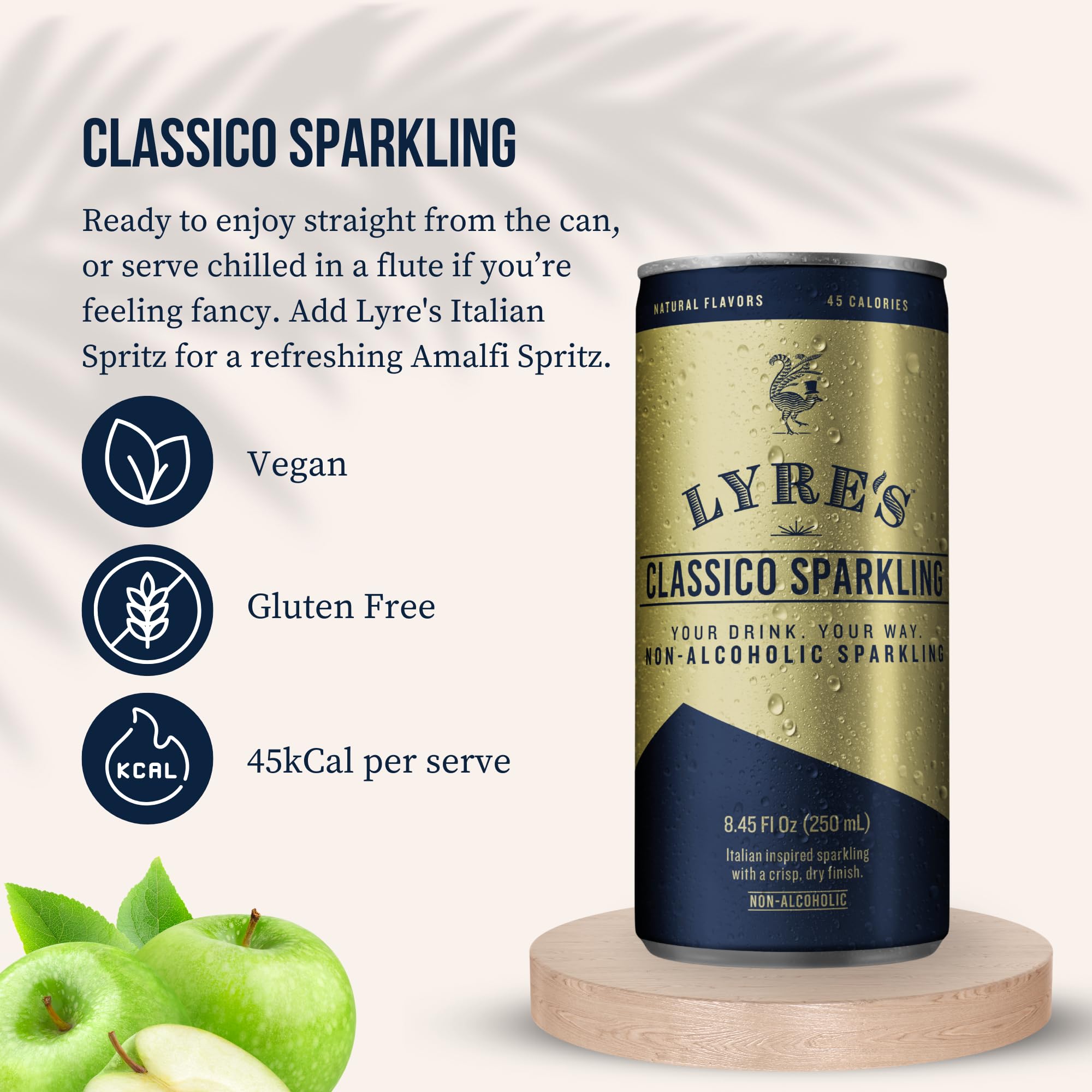 Pouring Lyre's Classico reveals fine bubbles and a refreshing aroma.