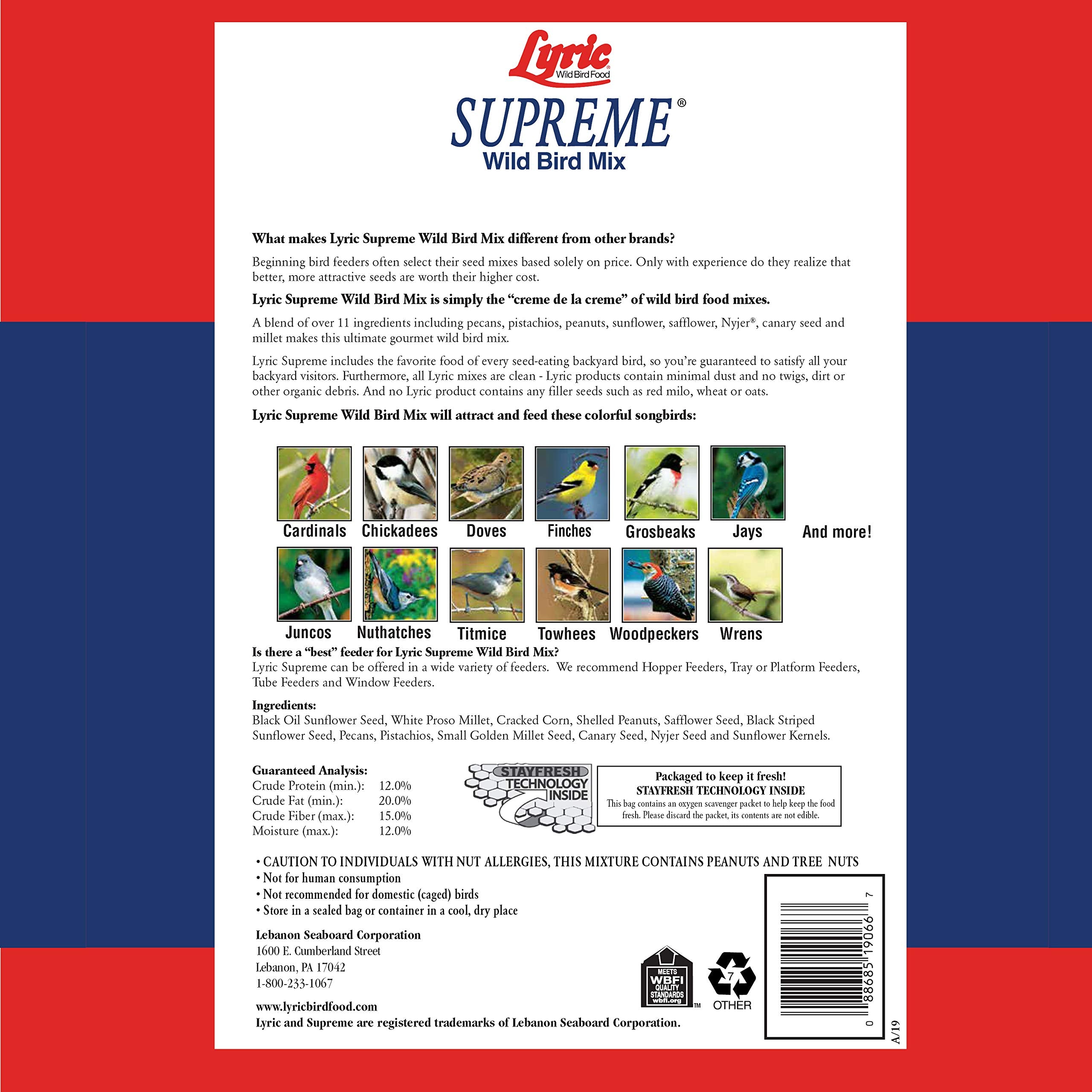 Lyric Supreme Wild Bird Seed closeup shows seeds high in energy for backyard birds.