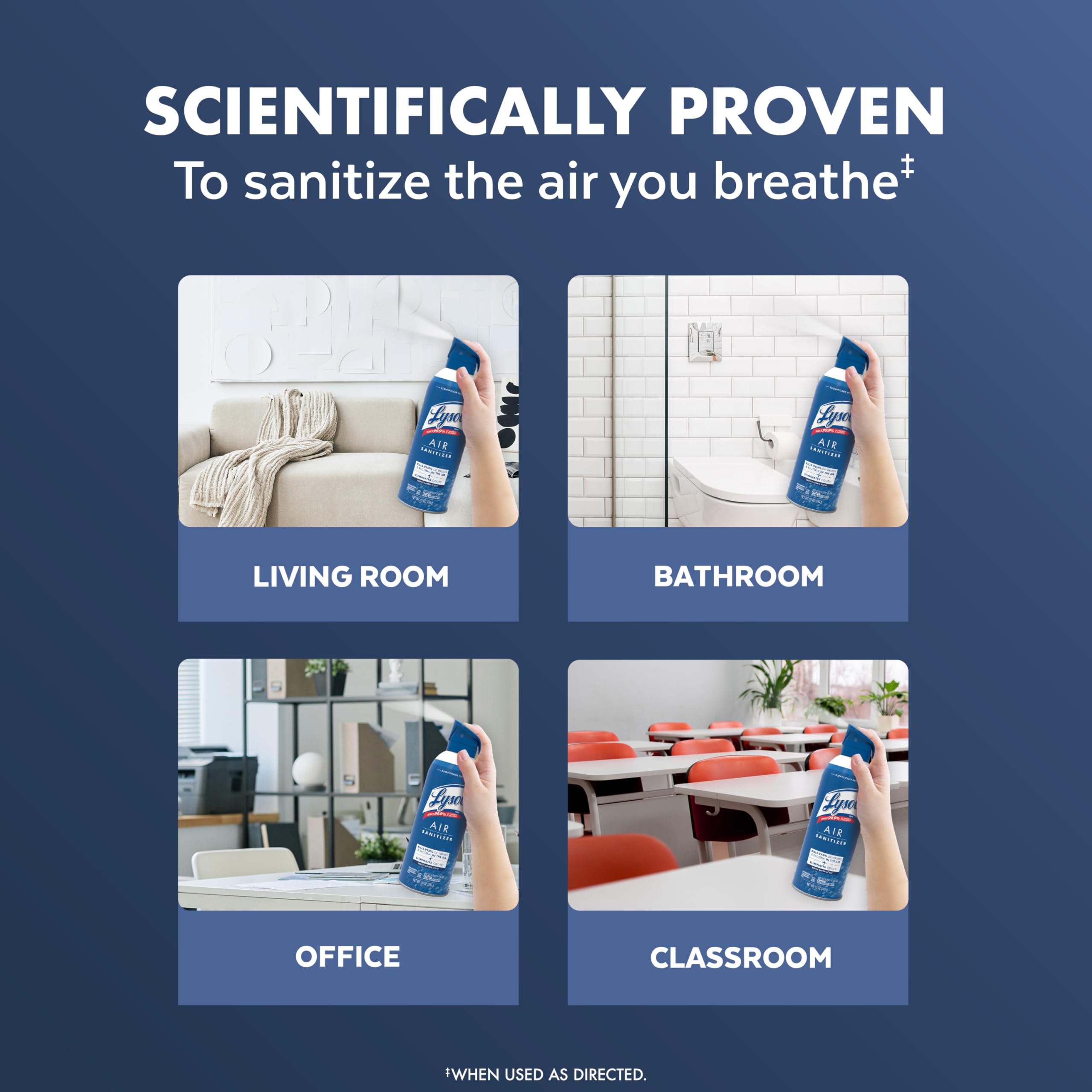 Lysol Air Sanitizer bathroom-application showcases versatile use in busy, shared spaces