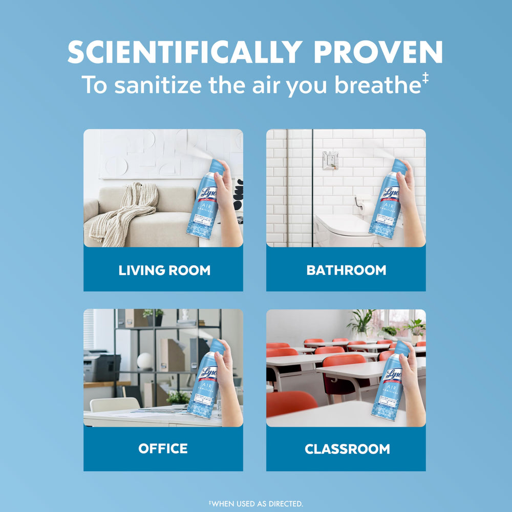 Lysol Air Sanitizer bathroom-sanitize suited for moist spaces.