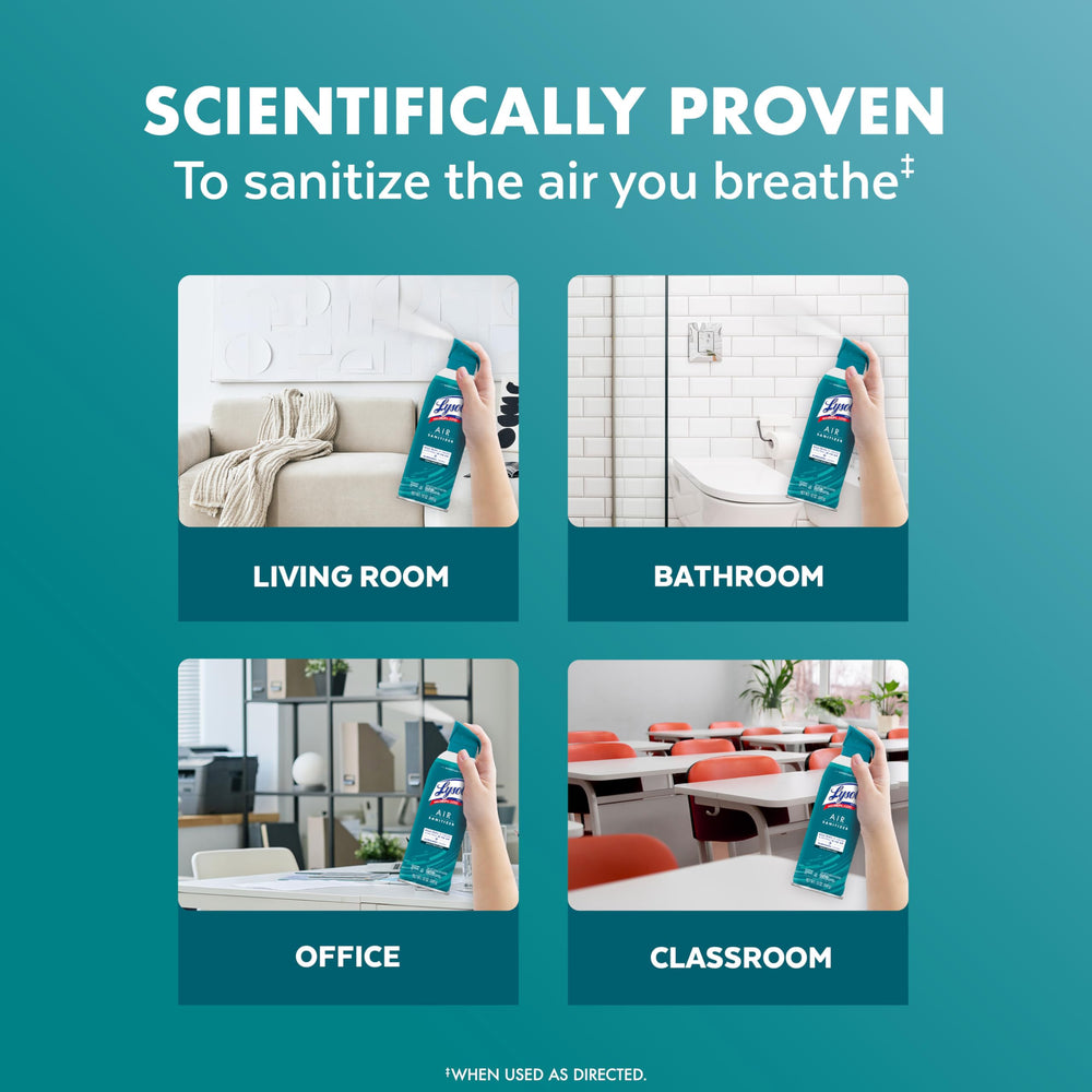 Lysol Air Sanitizer used in a bathroom for fresh air.