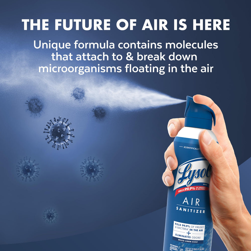 Lysol Air Sanitizer bedroom-use conveys a cleaner, calmer sleeping environment