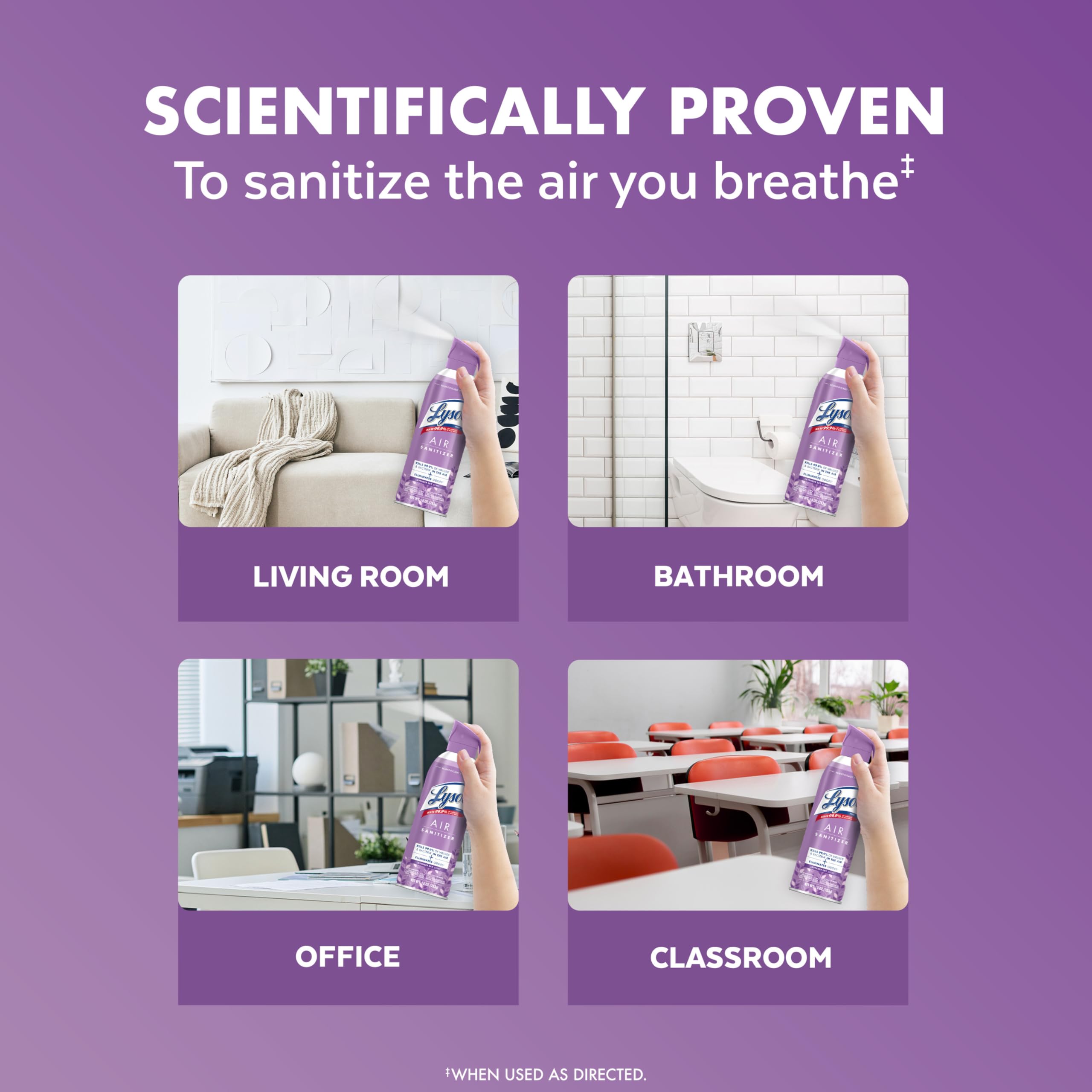 Lysol air sanitizer odor elimination action neutralizing smells in a living room.