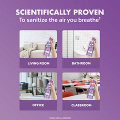 Lysol air sanitizer odor elimination action neutralizing smells in a living room.