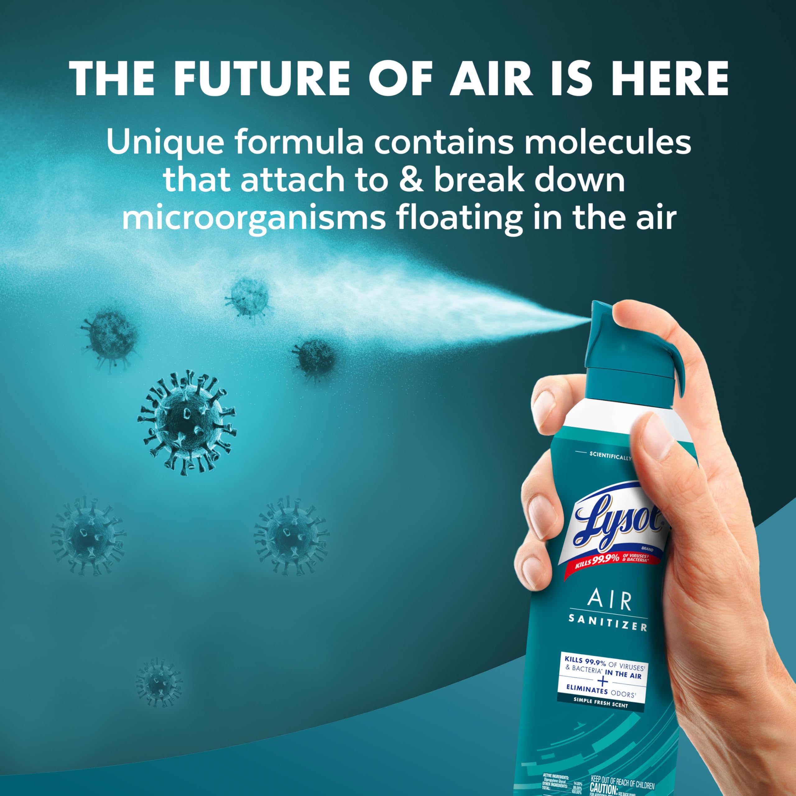Lysol Air Sanitizer on an office desk for a fresher workspace.