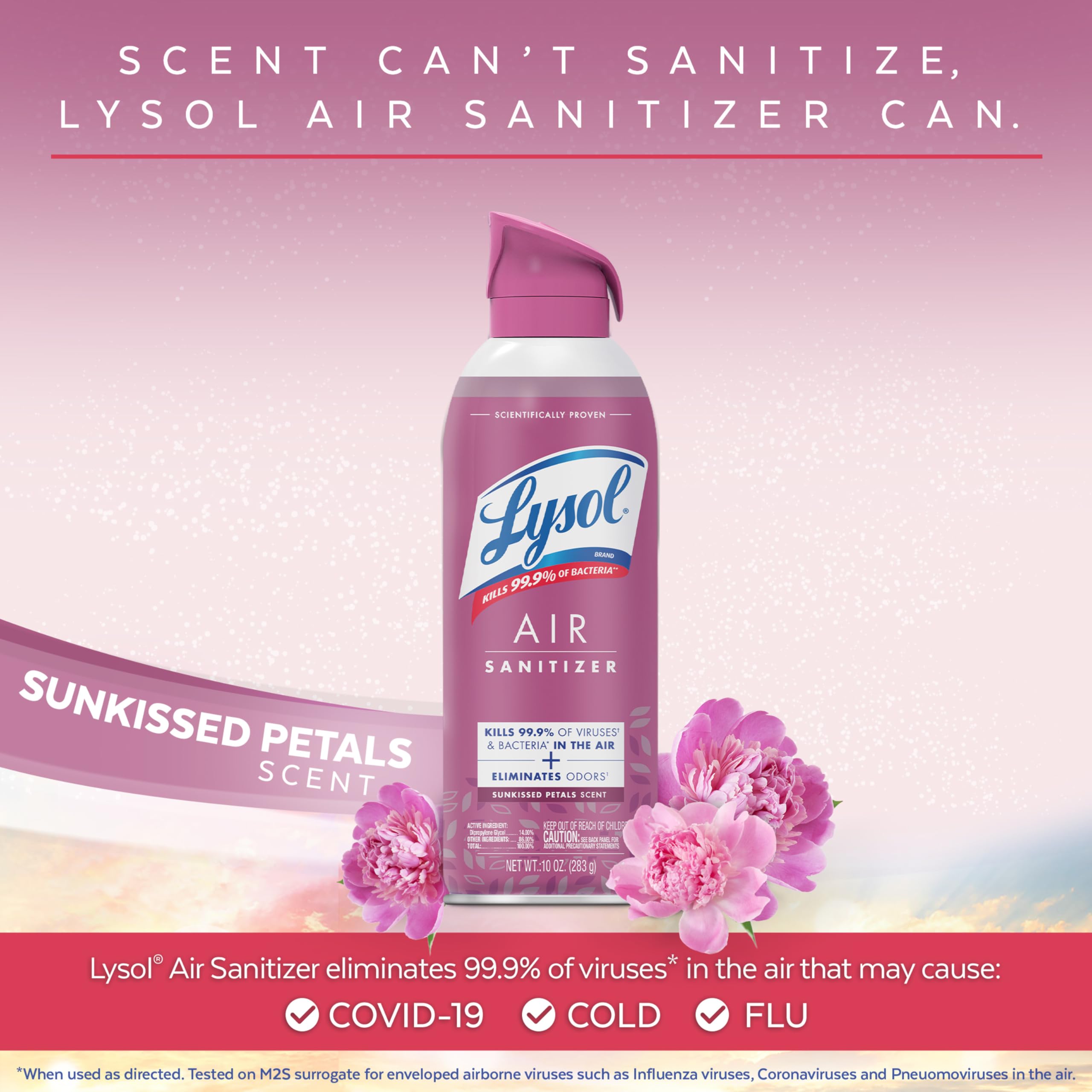Lysol Air Sanitizer Spray mist in room demonstrating air sanitation.
