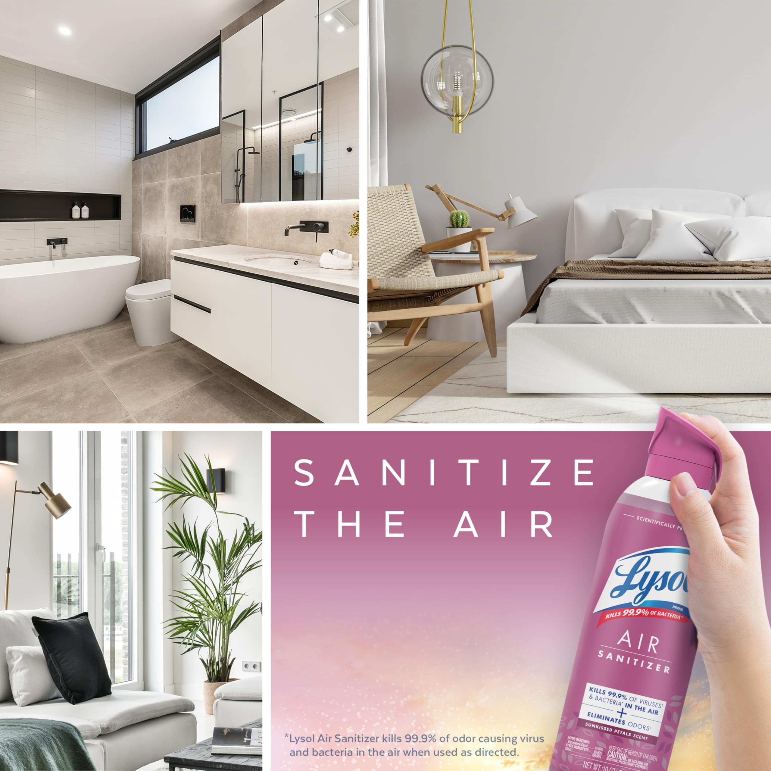 Lysol Air Sanitizer Spray in bathroom or office setting improves air quality.