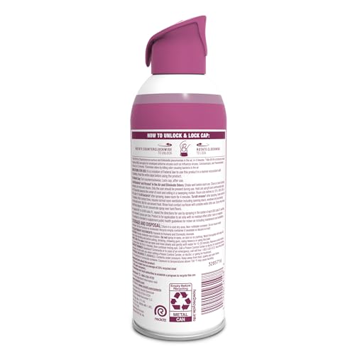 Lysol Air Sanitizer Spray bottle closeup ready to neutralize odors.