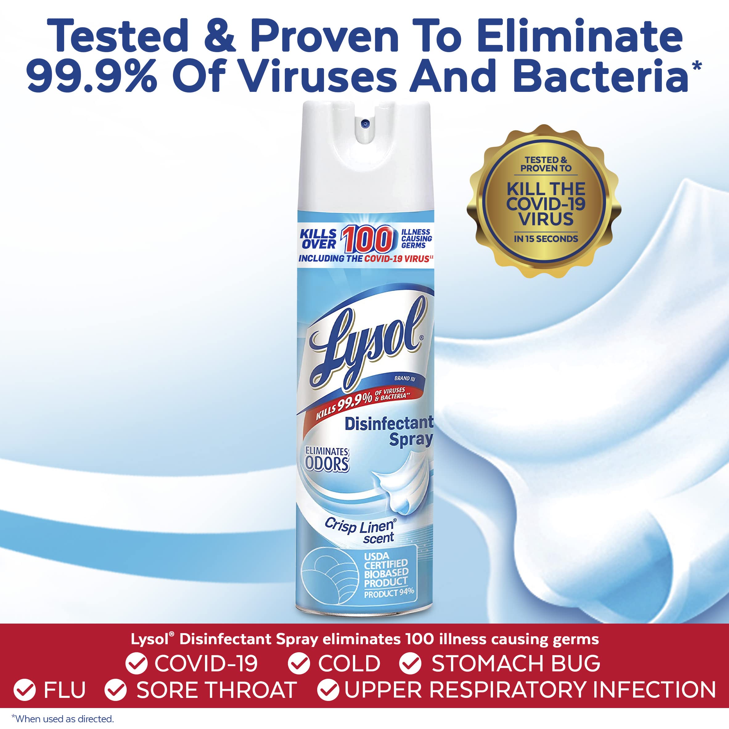 Lysol Air Sanitizer Spray odor elimination for refreshed rooms.