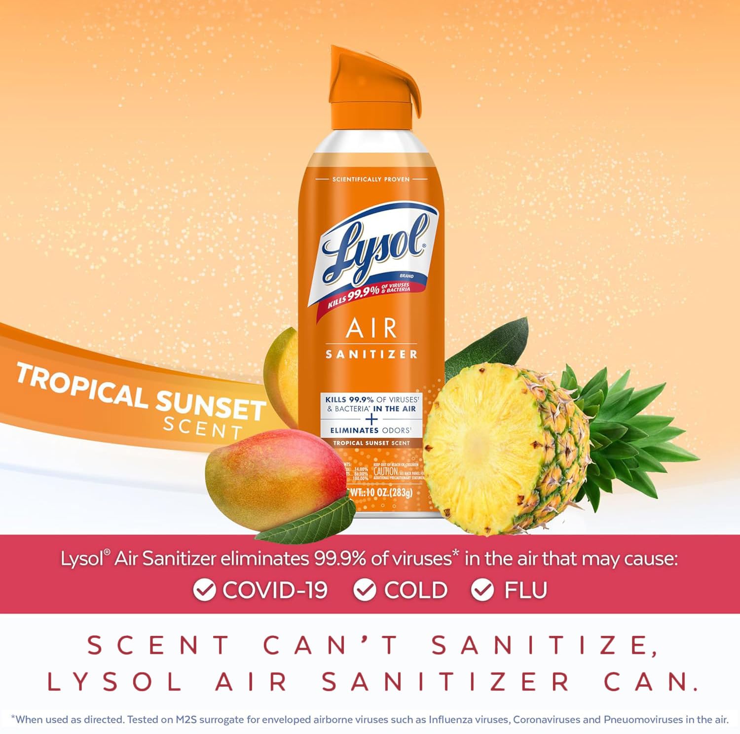 Lysol Air Sanitizer Tropical Sunset fragrance creates a pleasant atmosphere