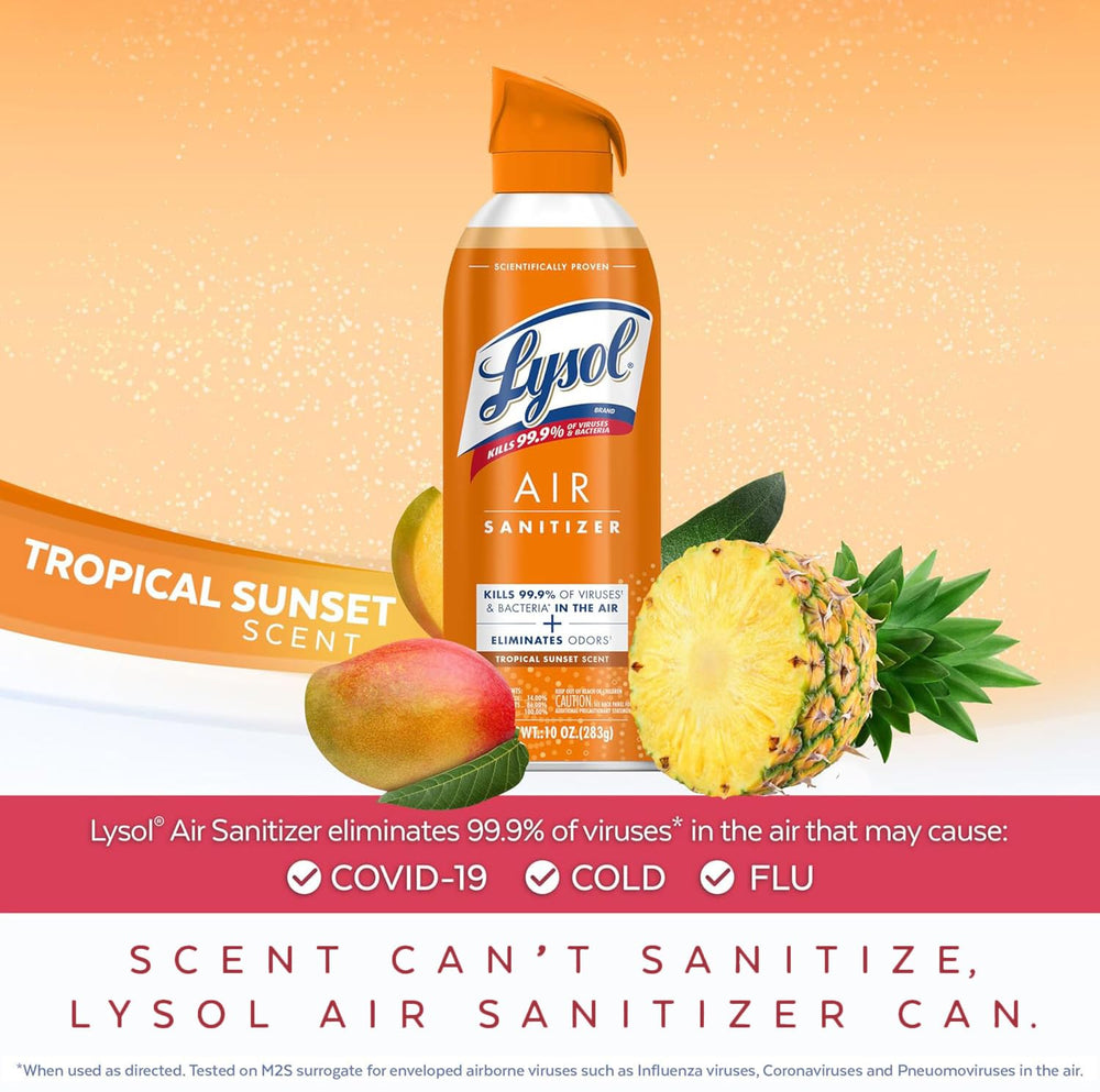 Lysol Air Sanitizer Tropical Sunset fragrance creates a pleasant atmosphere