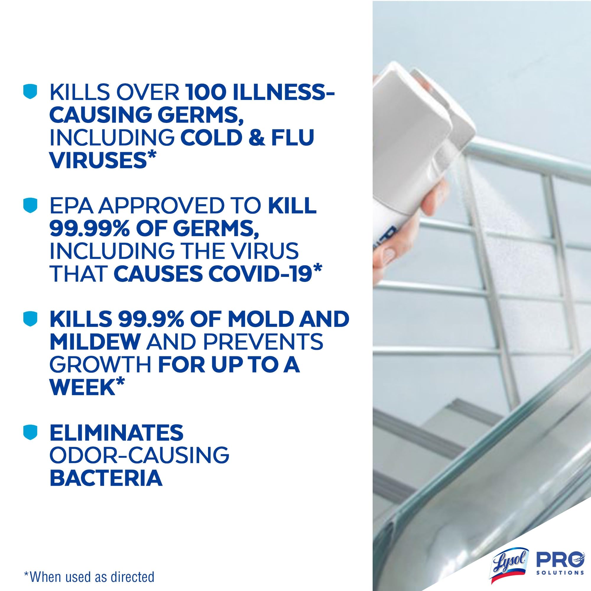 Lysol Crisp Linen spray mist disperses evenly for quick coverage.