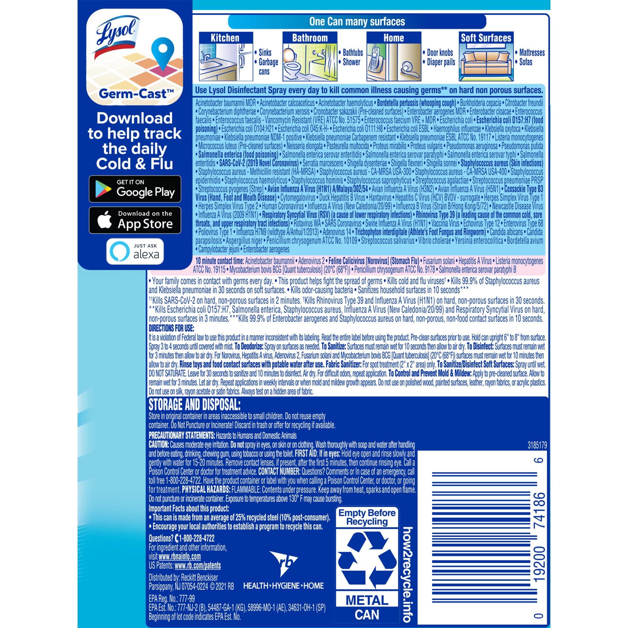 Kitchens and counters kept fresh after Lysol spray.