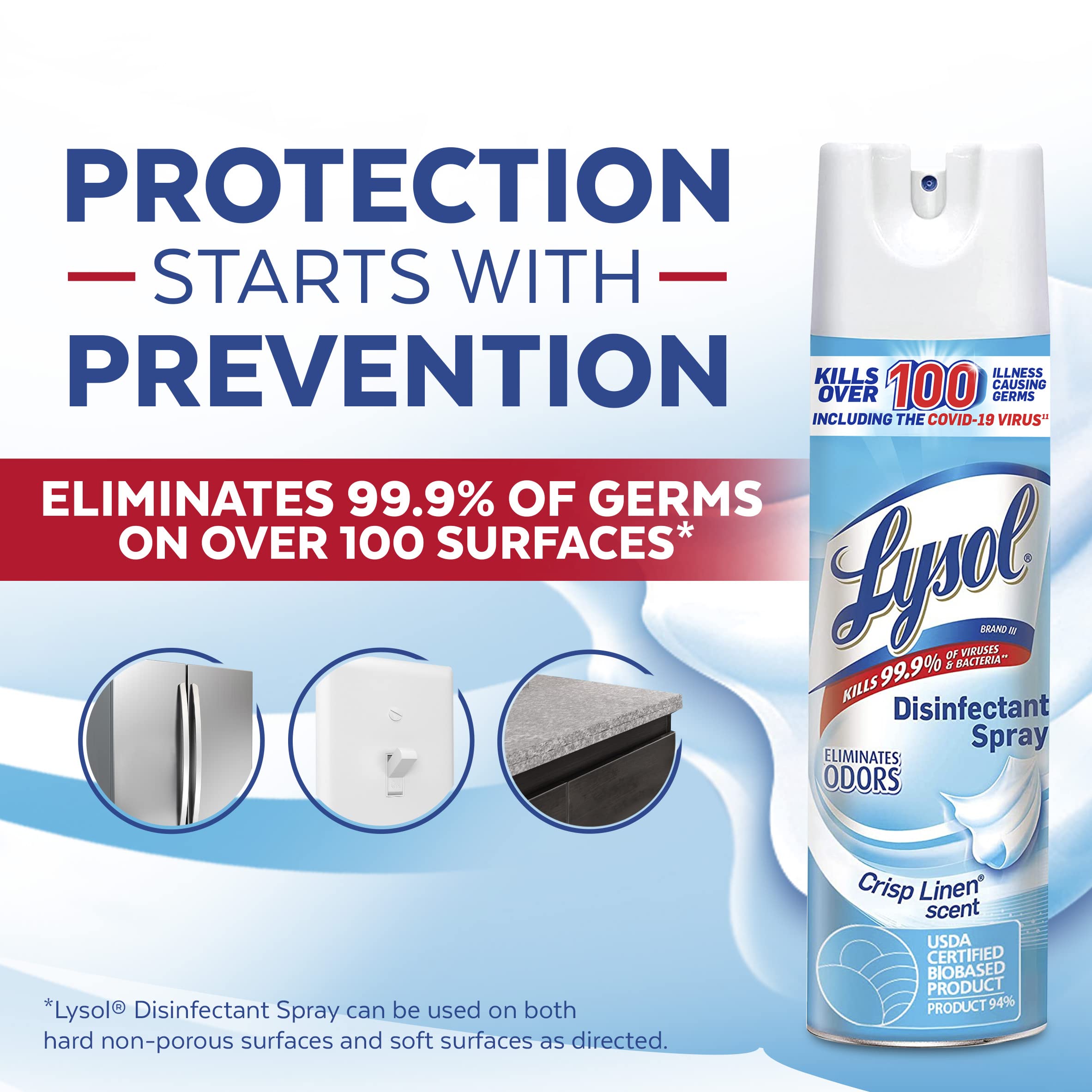 Lysol spray in bathroom for germ control and odor elimination