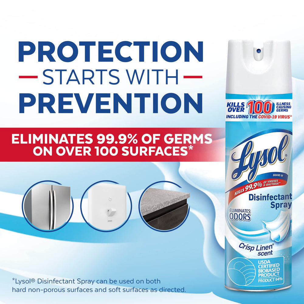 Lysol spray in bathroom for germ control and odor elimination
