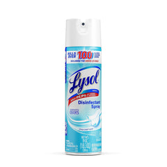 Lysol Disinfectant Spray Crisp Linen bottle for surface sanitizing and deodorizing rooms.