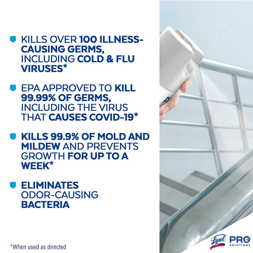 Lysol Disinfectant Spray Crisp Linen quick deodorizing of fabric rugs and cushions.