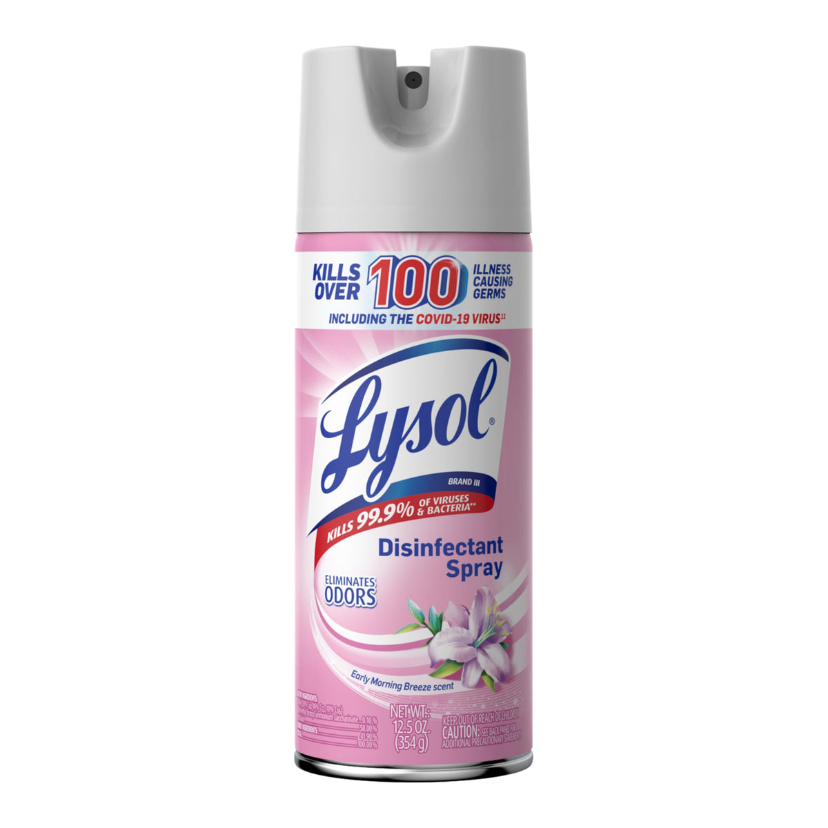 Lysol Disinfectant Spray Early Morning Breeze bottle front ready to sanitize surfaces.