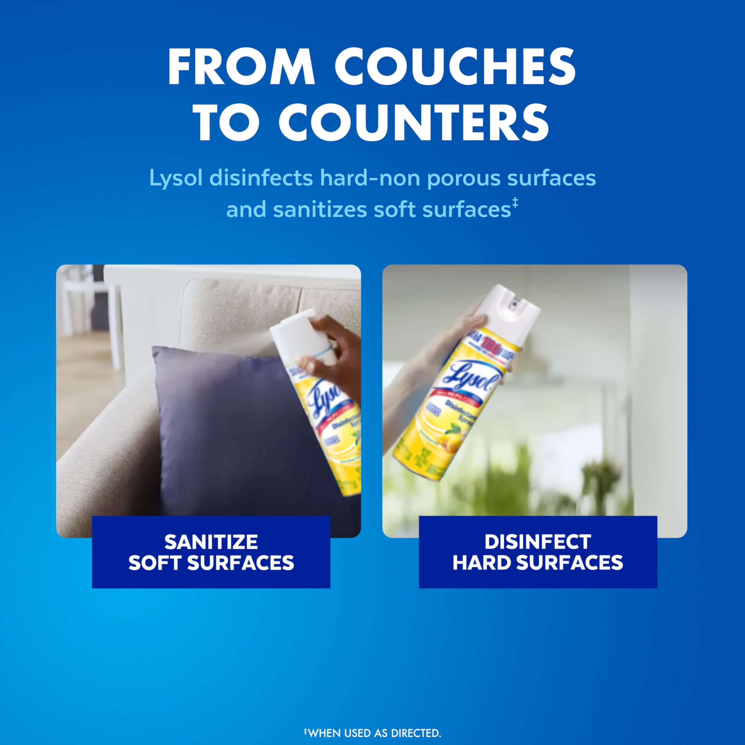 Lysol disinfection on hard kitchen and bathroom surfaces