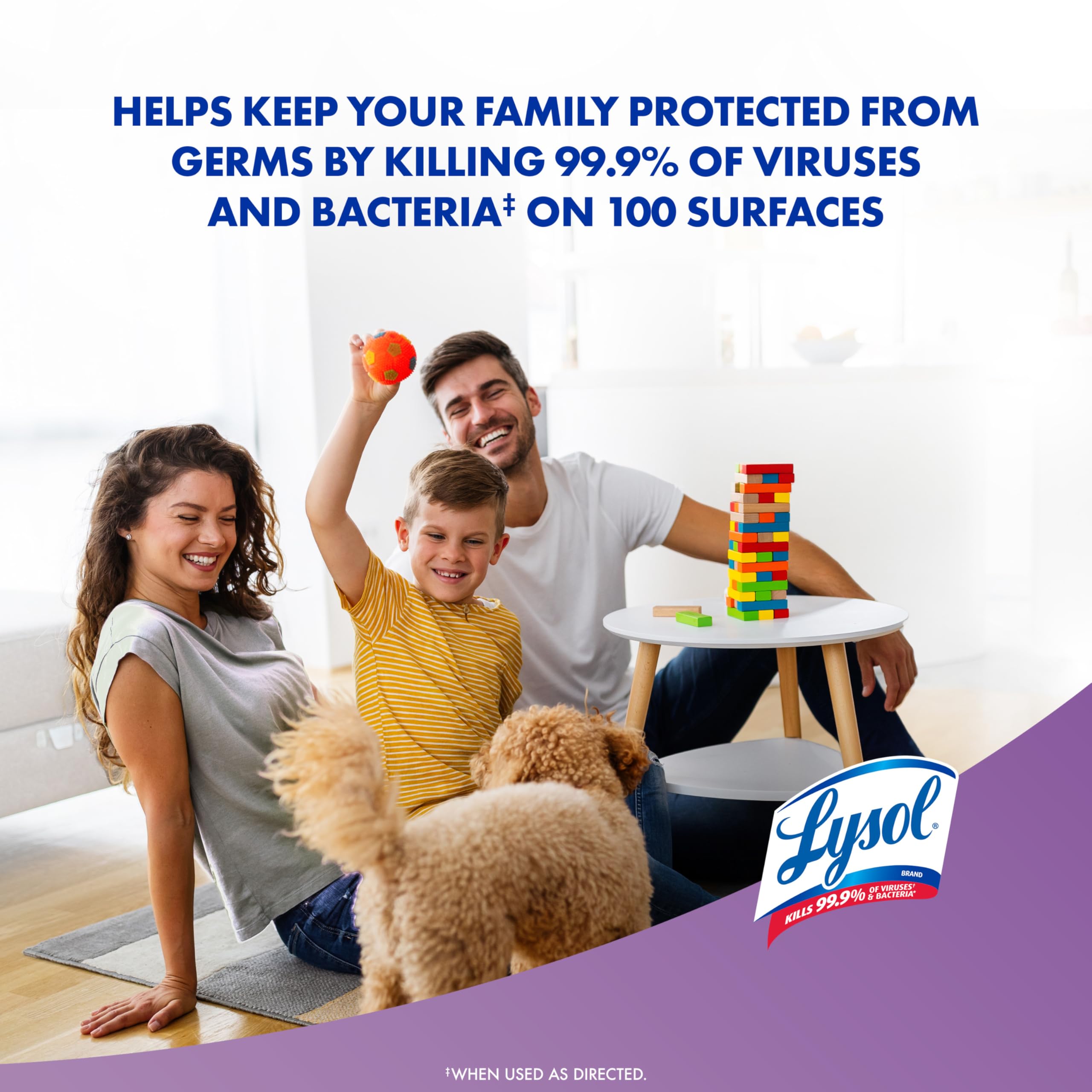 Lysol bathroom surfaces being cleaned with disinfectant spray