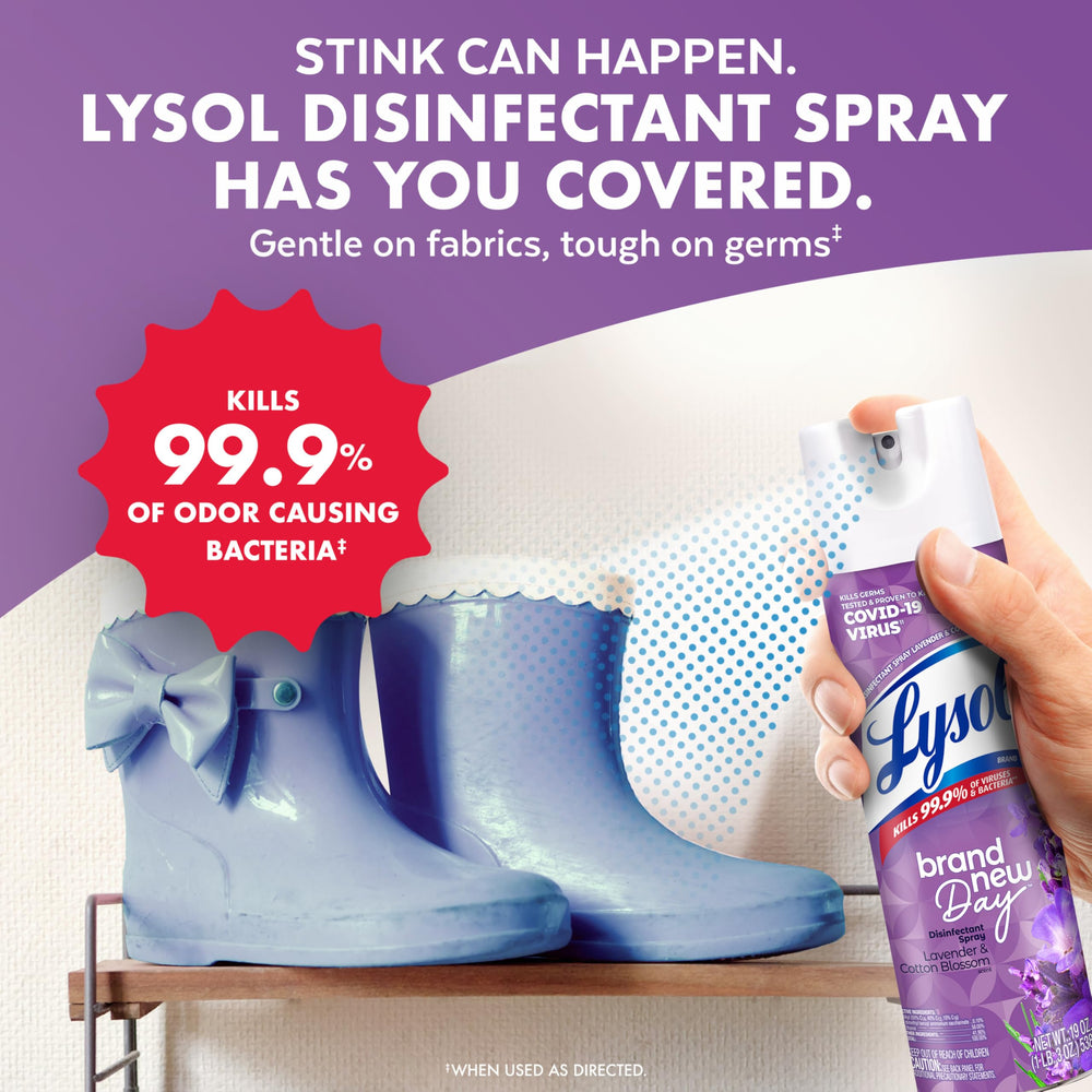 Lysol lavender-cotton-blossom on kitchen counter for disinfecting