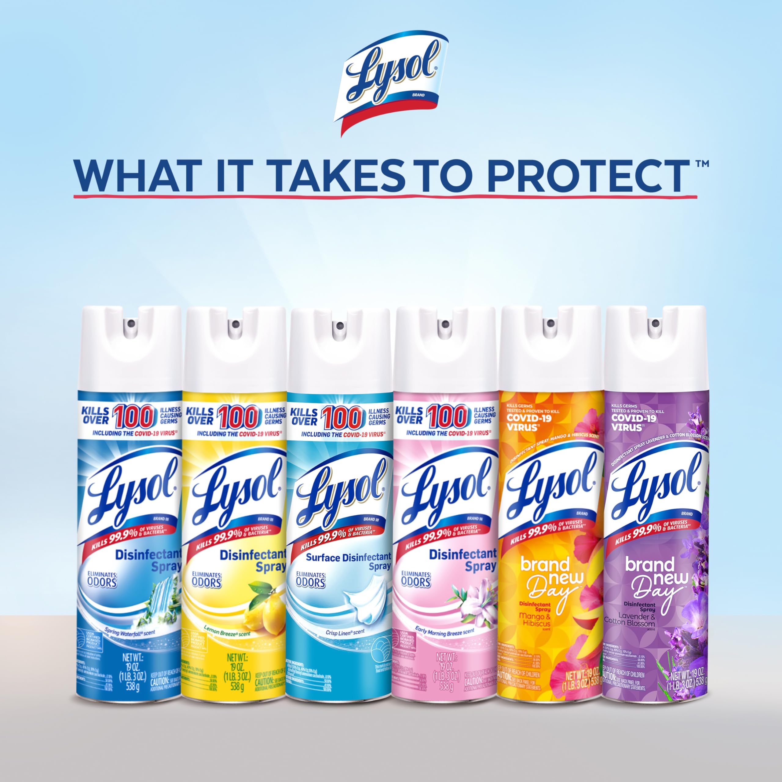 Lysol Disinfectant Spray action image showing quick spray for sanitizing