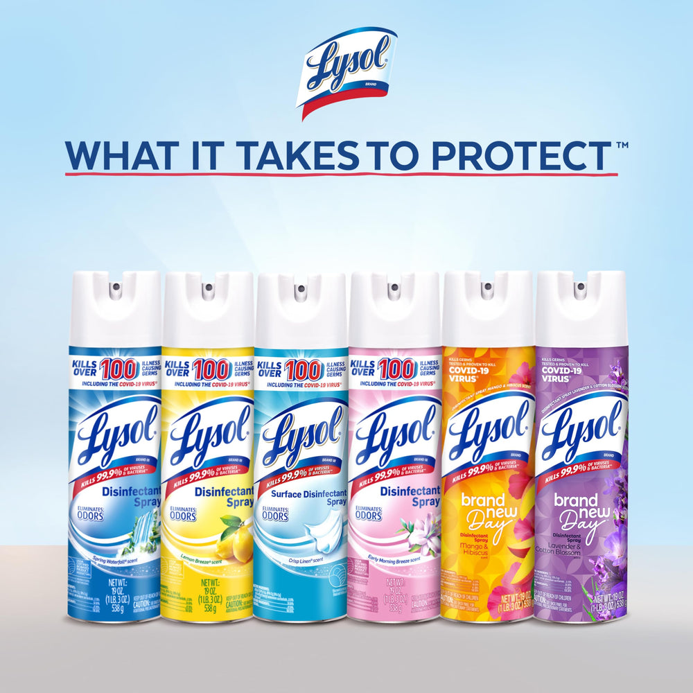 Lysol Disinfectant Spray action image showing quick spray for sanitizing