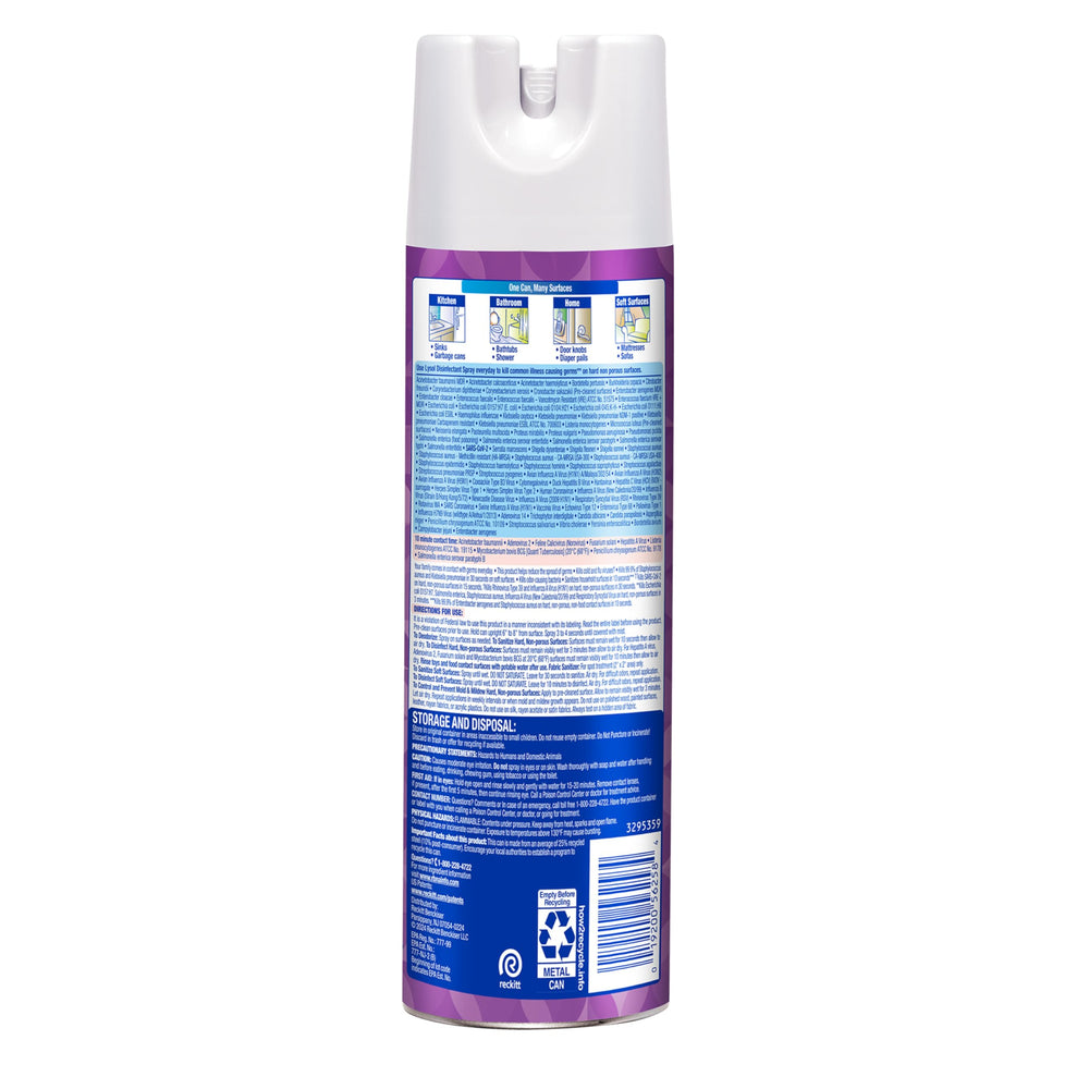 Lysol spray stored on shelf for easy access and cleaning solution
