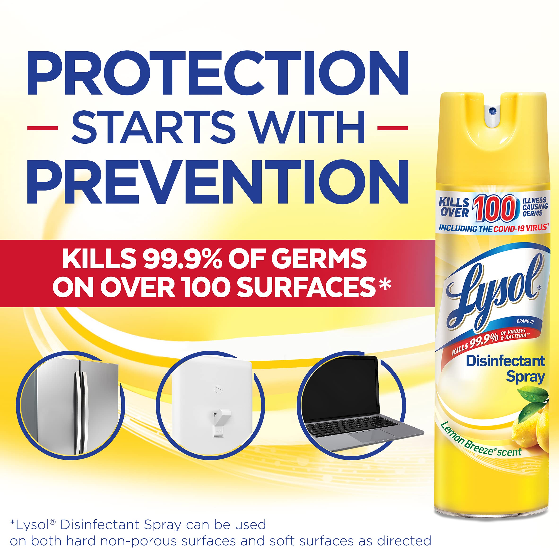 Lysol Disinfectant Spray Lemon Breeze on soft furnishings like sofas.