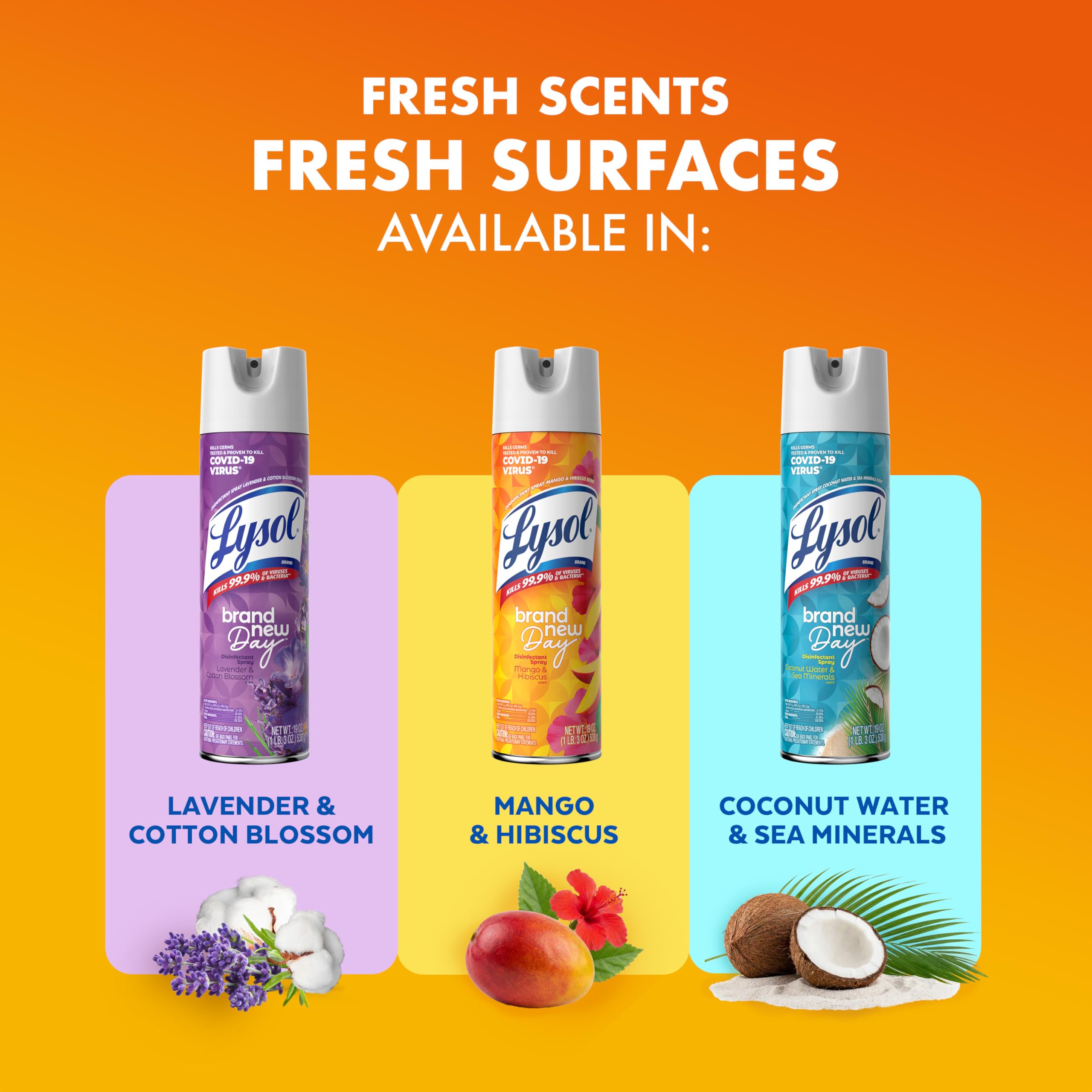 Lysol Mango & Hibiscus on drawers and counters for quick cleaning