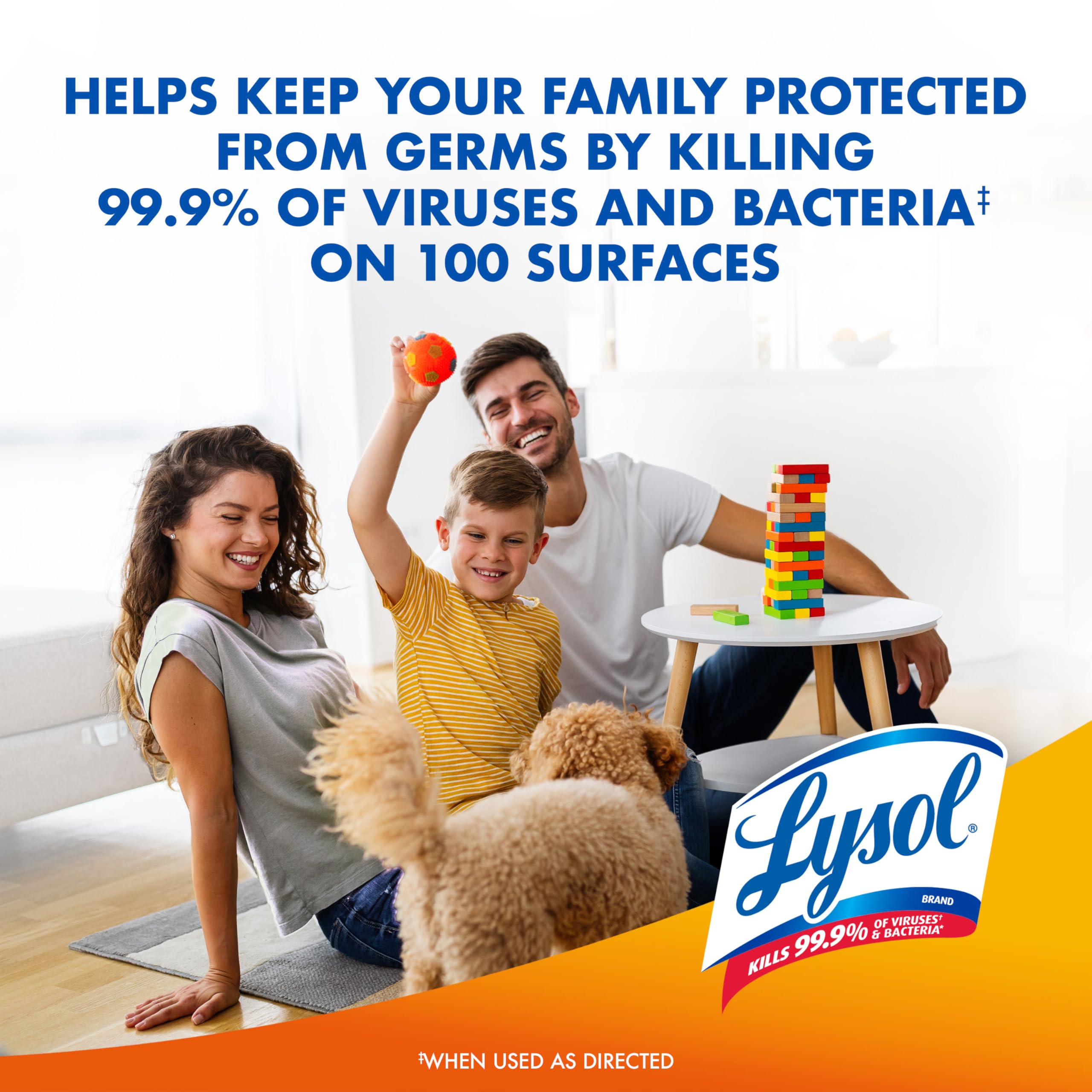 Lysol Mango & Hibiscus spray provides quick fragrance and disinfection