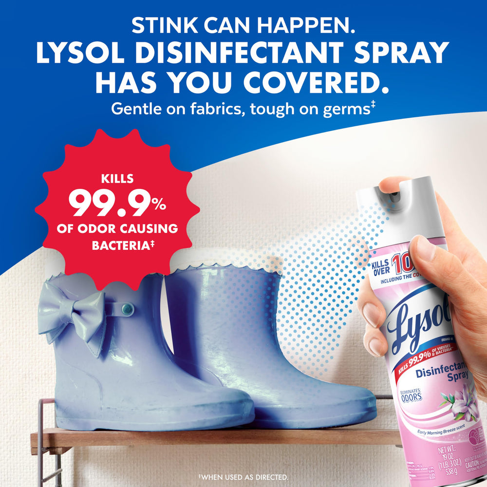 Lysol Disinfectant Spray spraying fabric to neutralize odors