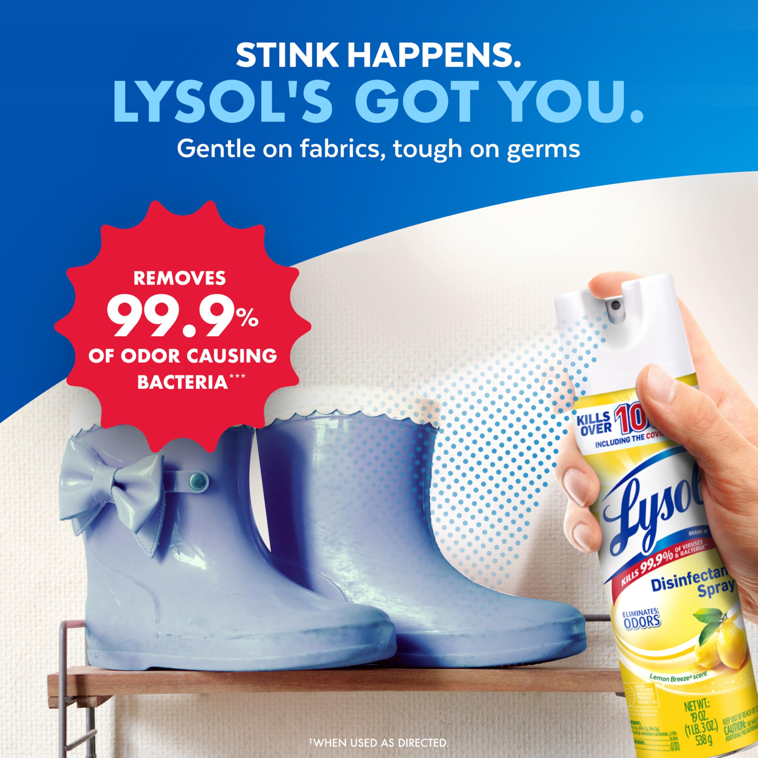 Lysol on soft fabrics and couches for deodorization