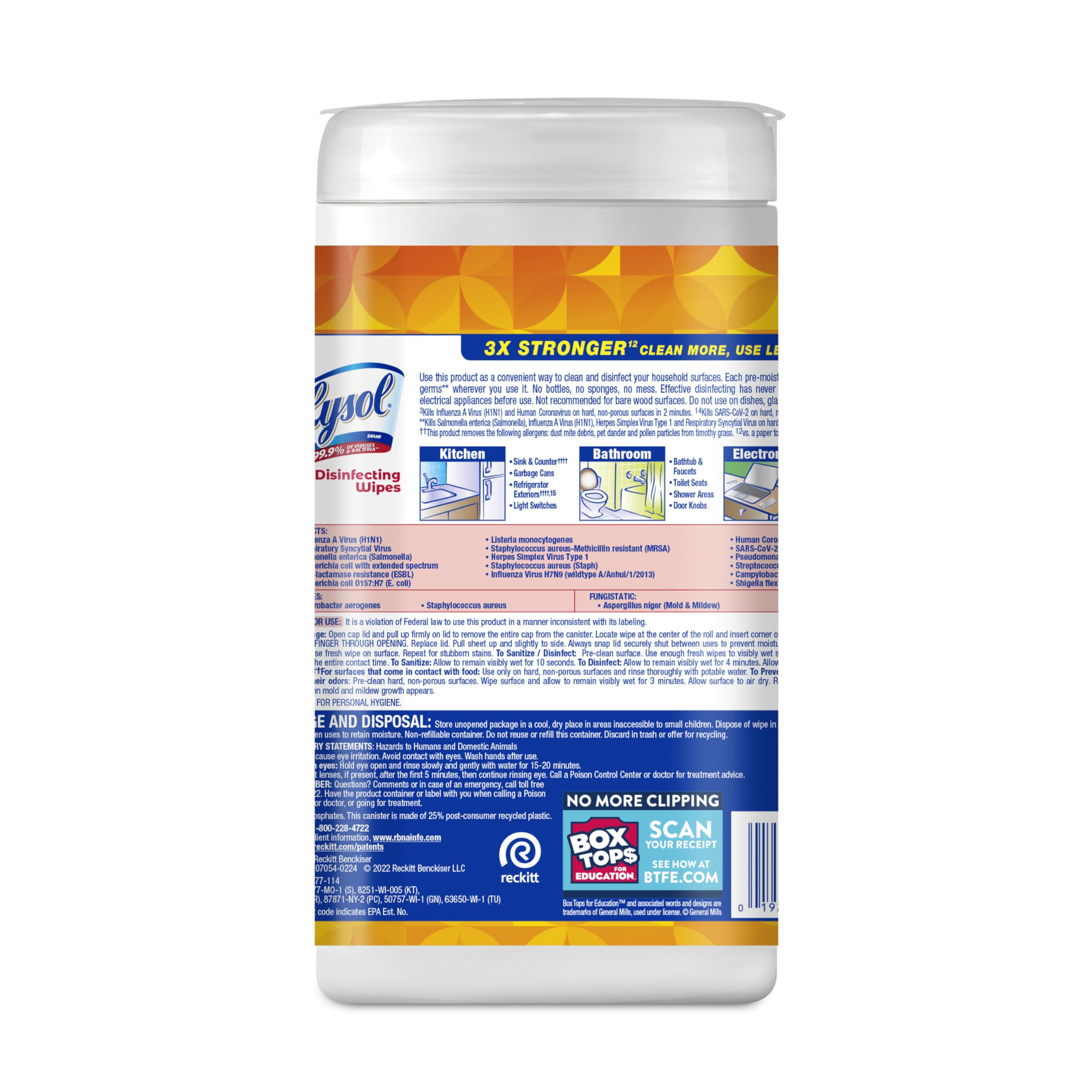 Lysol Mango Hibiscus wipes in dorm bathroom setting for fresh wipe-downs