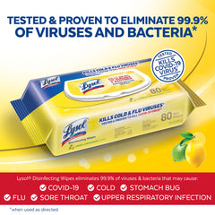 Lysol Disinfecting Wipes Lemon Lime Blossom scent bottle highlights freshness.