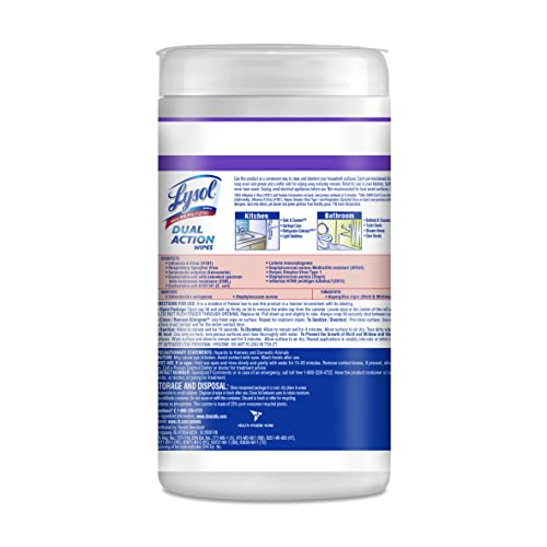 Lysol Dual Action wipes with scrubbing texture tackle tough messes.
