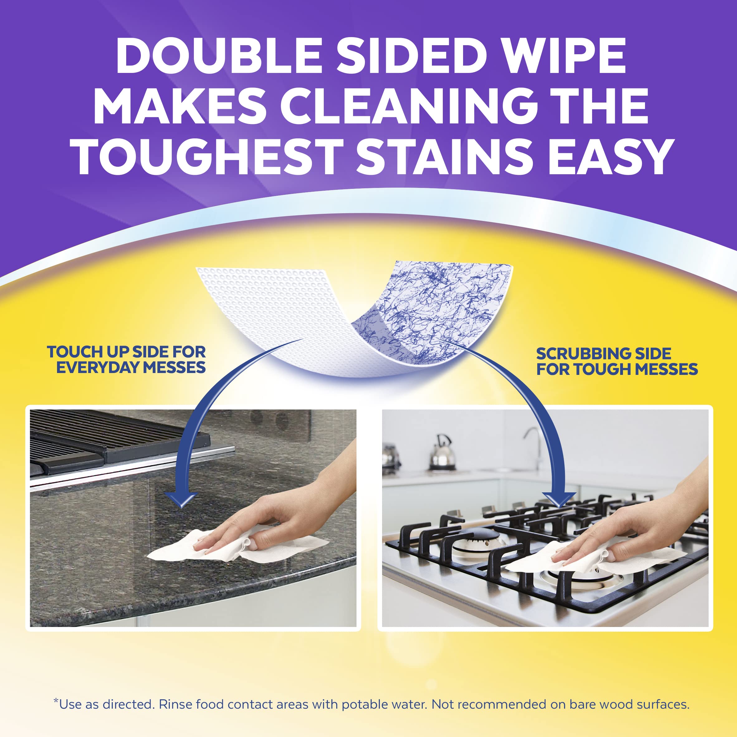 Lysol Dual Action Wipes citrus scent pack for fresh cleaning fragrance.