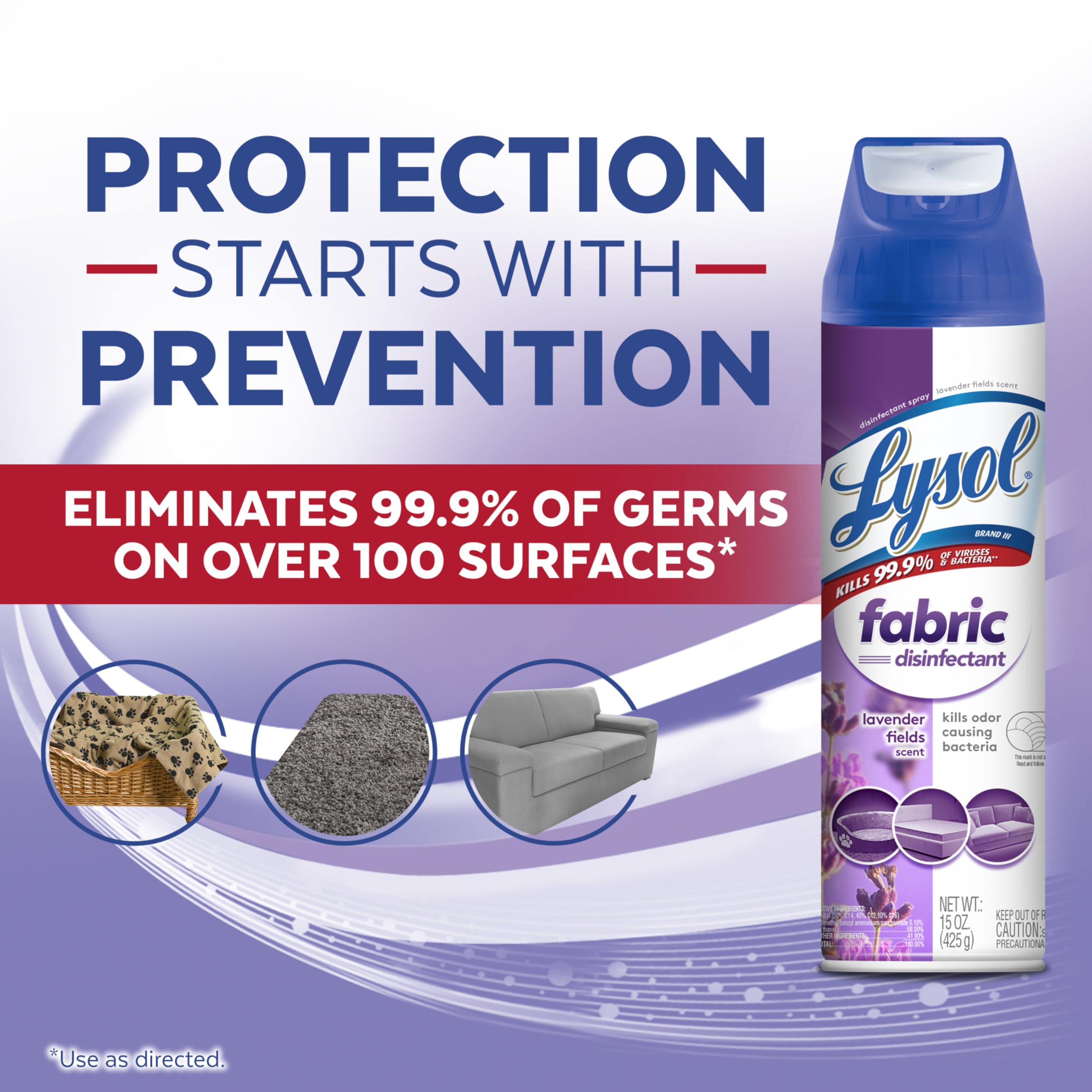 Lysol Fabric Disinfectant Spray car-seat-focus emphasizes fresh fabrics in vehicles.