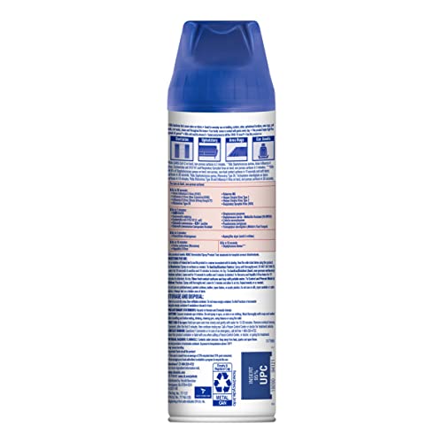 Lysol Fabric Disinfectant Spray dispensing-action shows even mist for fabrics and surfaces.