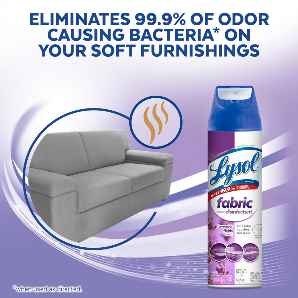 Lysol Fabric Disinfectant Spray-pack-of-3 highlights economical triple-pack for home disinfection.