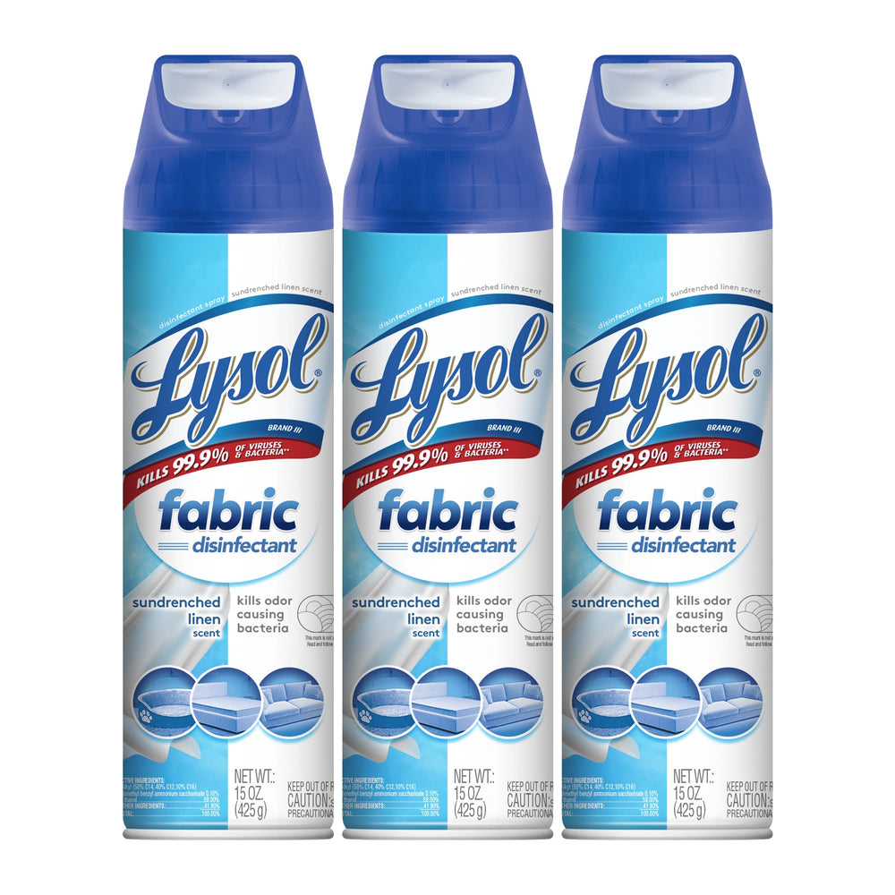 Lysol Fabric Disinfectant Spray on Sundrenched Linen scent for soft surfaces.