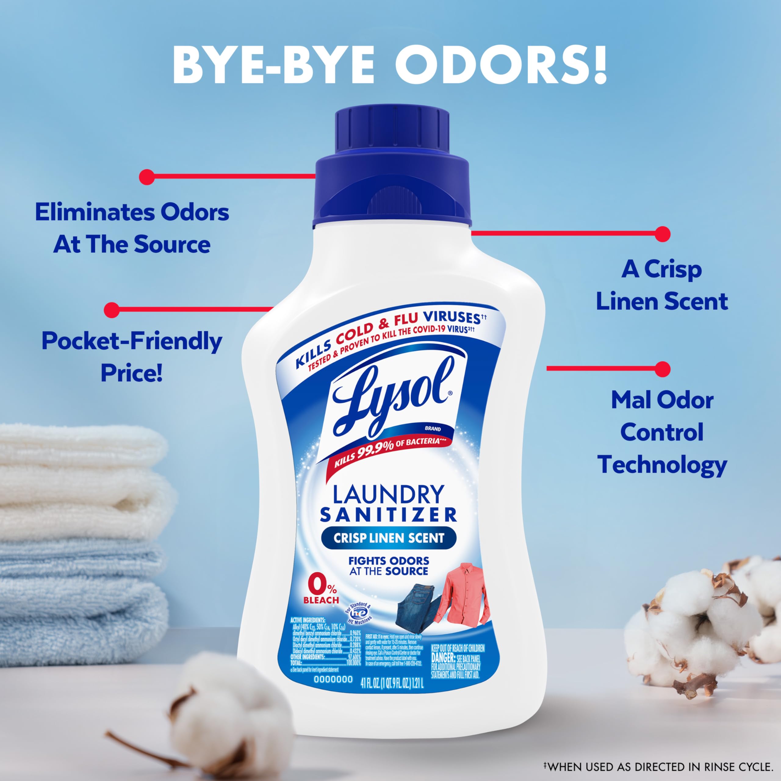Lysol Laundry Sanitizer bleach-free claim symbol.