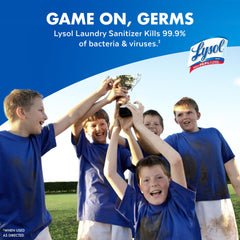 Lysol Laundry Sanitizer being poured into the washing machine for sanitizing cycles.