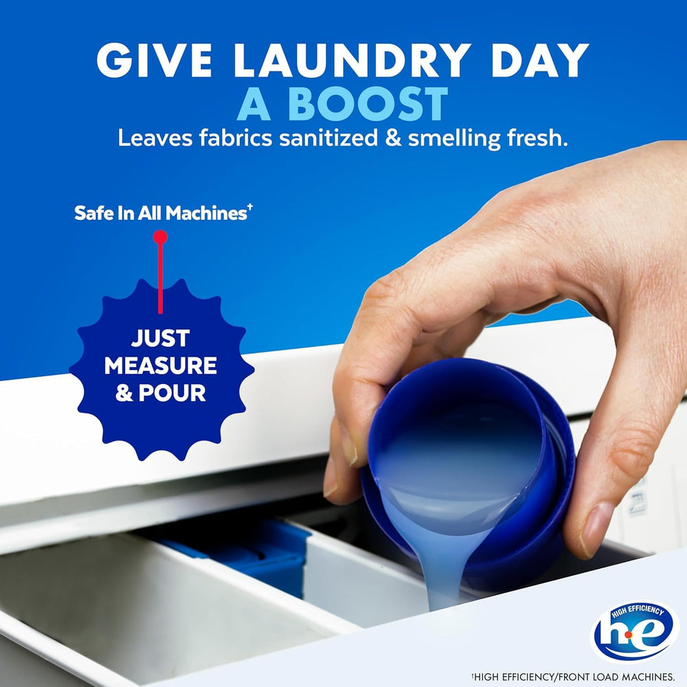 Lysol bottle beside color-safe laundry options and fabrics.