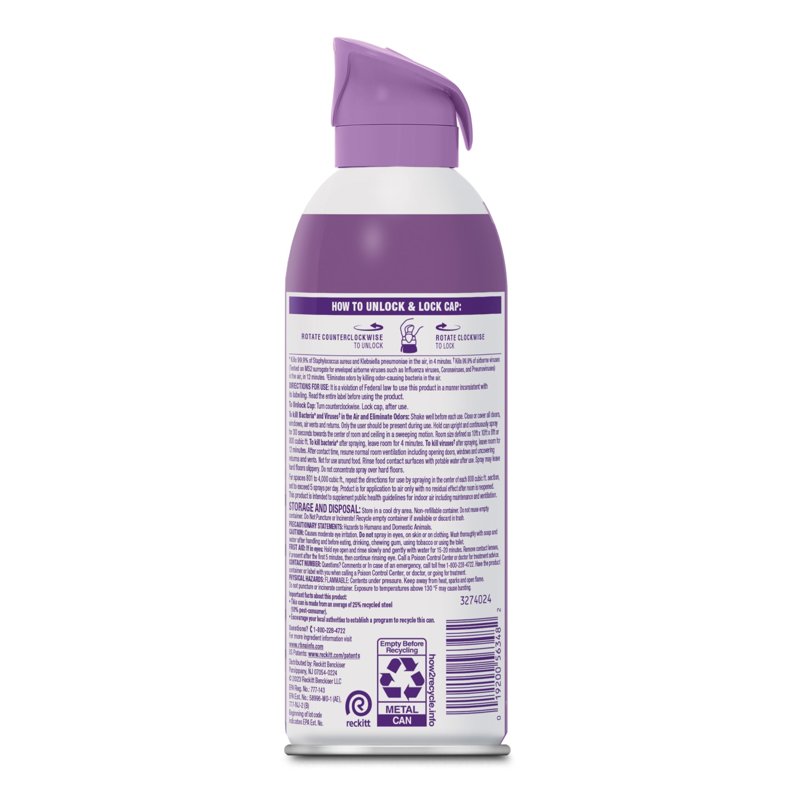 Lysol Lavender Sky packaging showing fragrance and sanitizing capability.