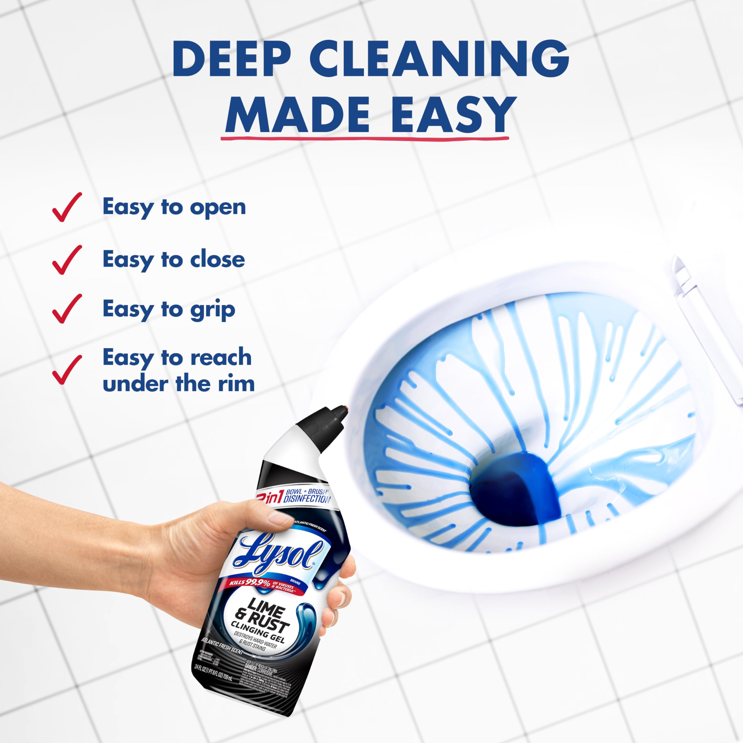 Lysol rust stain removal action on mineral buildup