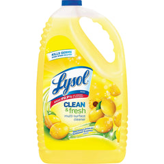 Lysol Multi-Surface Cleaner on tiles leaves fresh lemon-sunflower scent.