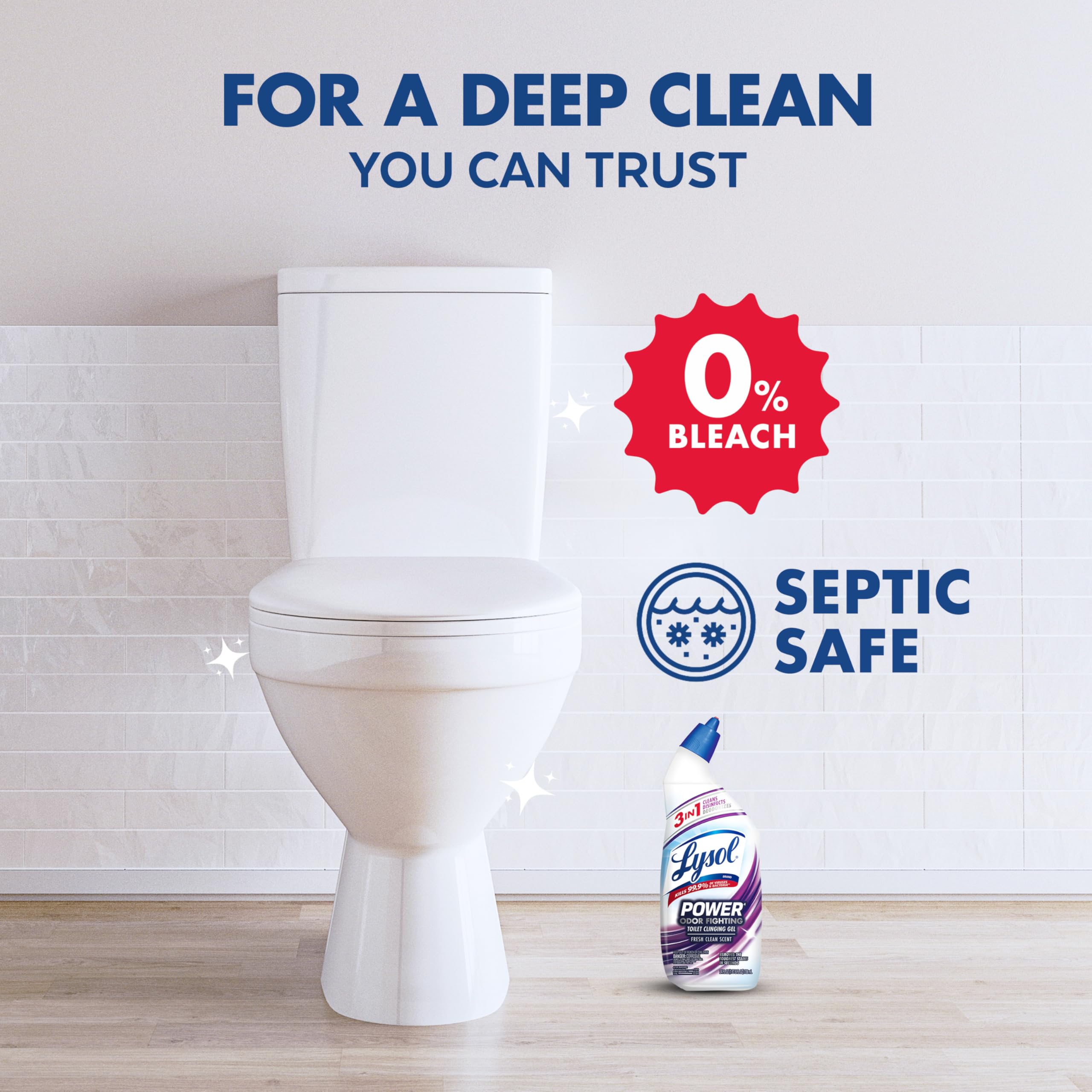 Lysol disinfects and deodorizes to keep the bathroom fresh