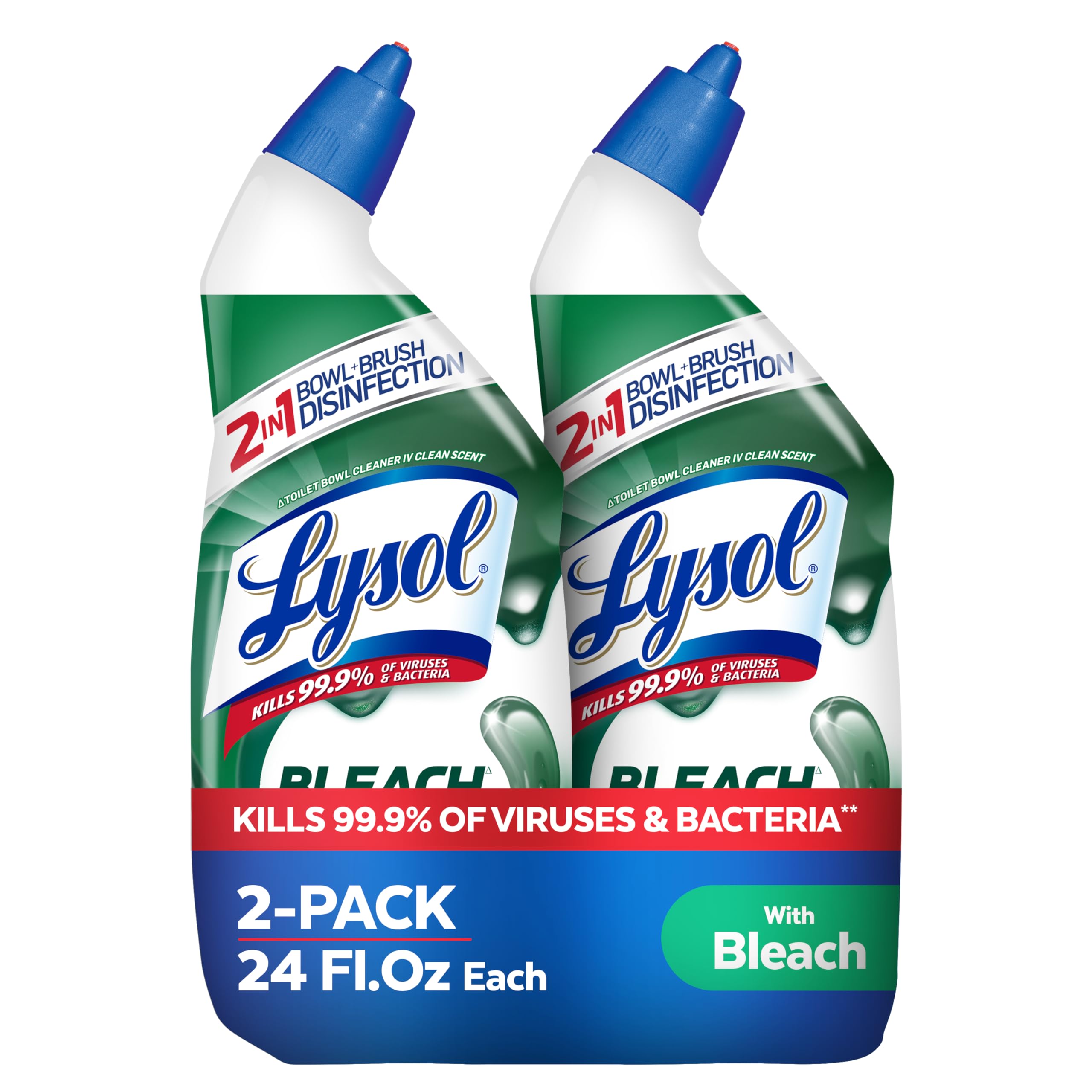 Lysol bleach cleaner angled bottle applying under the rim for deep cleaning